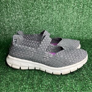 Skechers Gray Woven Slip-On Sneakers with White Soles